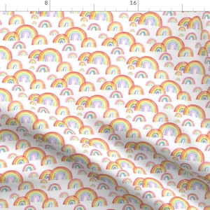 Rainbow Fabric - Watercolour Rainbows By Emeryallardsmith - Overlapping Watercolor Rainbows Cotton Fabric By The Yard With Spoonflower