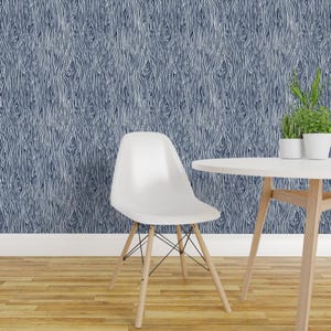 Woodgrain Wallpaper - Woodgrain Navy Blue Woodland By Andrea Lauren - Custom Printed Removable Self Adhesive Wallpaper Roll by Spoonflower