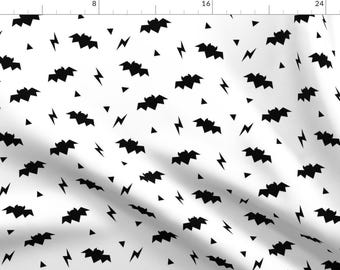 Bat Fabric - Black and White - Halloween - Bat By Kimsa - Bat Cotton Fabric By The Yard With Spoonflower