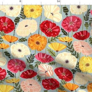 Iceland Poppies Pink Floral WInter Fabric - Iceland Poppies By Tigatiga - Iceland Poppies Cotton Fabric By The Yard With Spoonflower
