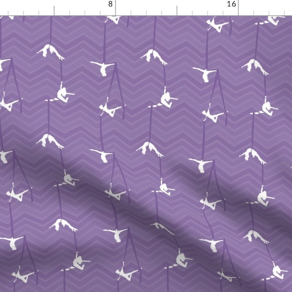 Aerial Silks Purple Acrobatics Chevron Girls Fabric - Aerial Silks By Qbs - Aerial Silks Cotton Fabric By The Yard With Spoonflower