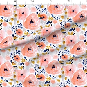 Watercolor Floral Fabric Genevieve Floral By Crystal Walen Floral Flowers Watercolor Pink Blue Cotton Fabric By The Yard With Spoonflower image 3