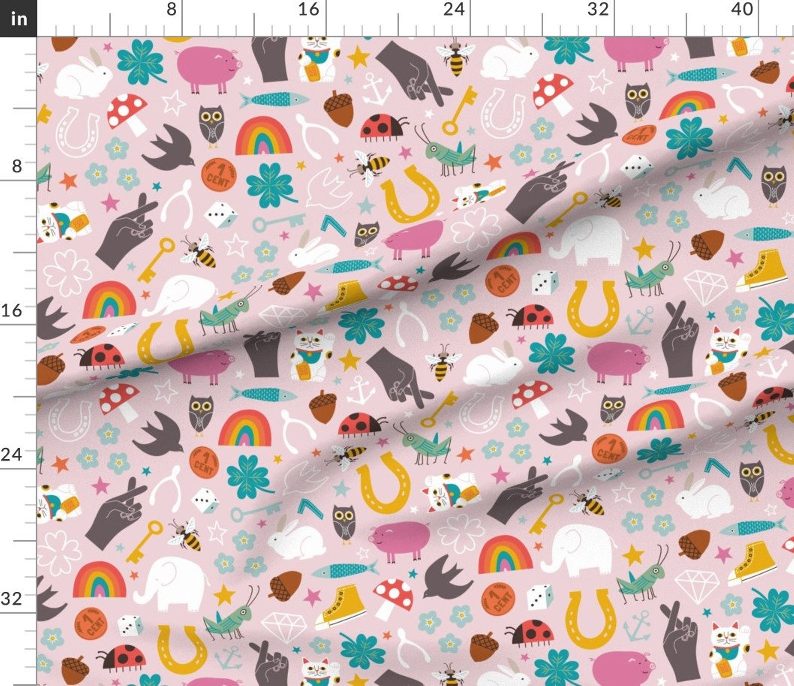 Luck Fabric Good Luck Charms by Lellobird Pink Rainbow Etsy