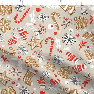 Gingerbread Fabric - Gingerbread Dreams - Tan By Heatherdutton - Winter Holiday Christmas Cookies Cotton Fabric By The Yard With Spoonflower