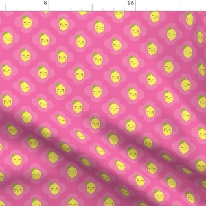 Lemonade Fabric - Lemons Pink By Snapdragonandfinn - Kawaii Lemon Pink Yellow Summer Fruit Cotton Fabric By The Yard With Spoonflower