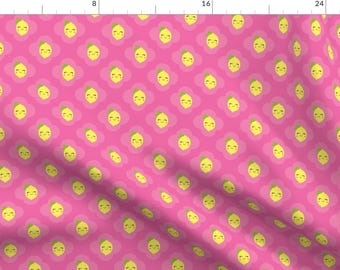 Lemonade Fabric - Lemons Pink By Snapdragonandfinn - Kawaii Lemon Pink Yellow Summer Fruit Cotton Fabric By The Yard With Spoonflower