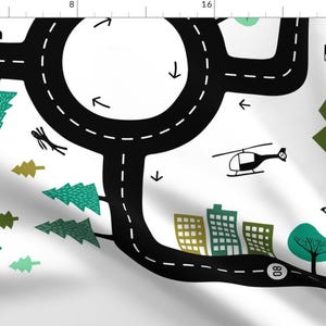 Road Map Playroom Fabric - Road Map Horizontal (Yard Size) By Heleen Vd Thillart - Road Map Cotton Fabric By The Yard With Spoonflower