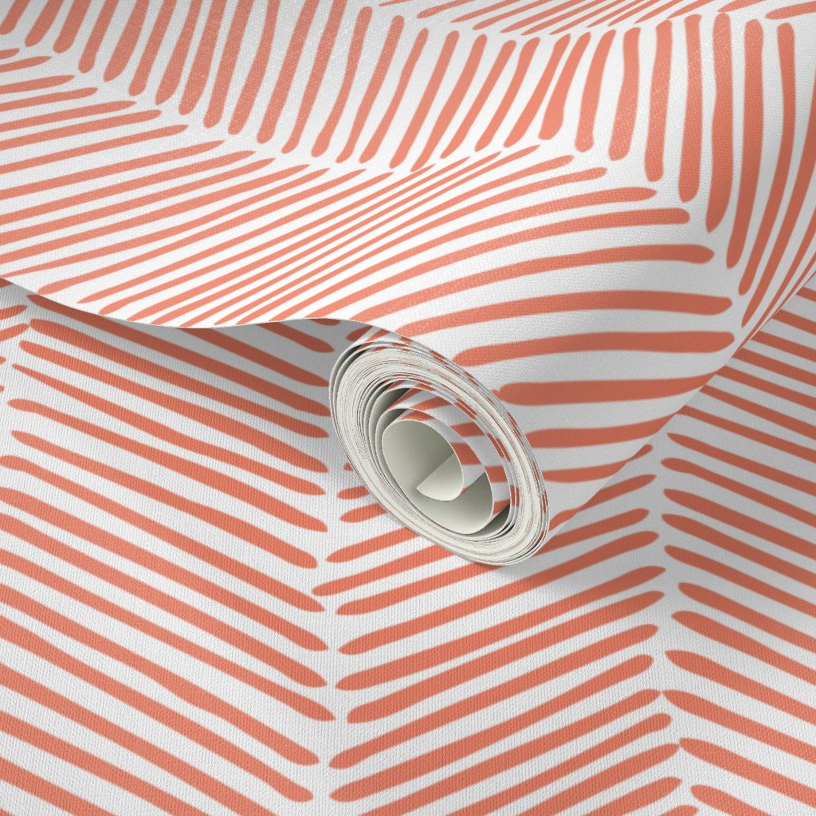 Coral Herringbone Wallpaper Freeform Arrows in Coral by Etsy