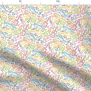 Musical Instrument Fabric - Musical Instruments By Oksancia - Rainbow Music Nursery Decor Cotton Fabric By The Yard With Spoonflower