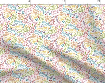 Musical Instrument Fabric - Musical Instruments By Oksancia - Rainbow Music Nursery Decor Cotton Fabric By The Yard With Spoonflower