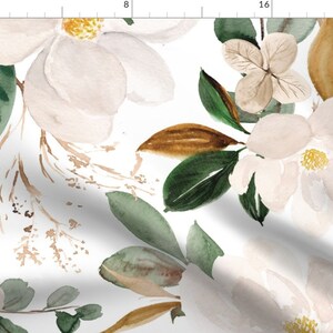 Romantic Magnolia Fabric - Magnolia Floral by karolina_papiez - Oversized Flowers Watercolor  Fabric by the Yard by Spoonflower