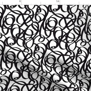 Black And White Fabric - Black And White Scribble by erinkarr - Modern Hand Drawn Ink Scribble Painterly Fabric by the Yard by Spoonflower