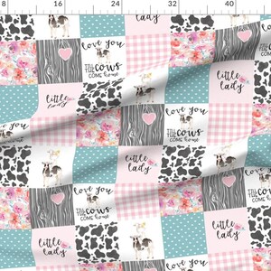 Farm Life Fabric - Farm Little Lady Pink teal Whole cloth Cheater Quilt By Longdogcustomdesigns - Cotton Fabric by the Yard with Spoonflower image 2