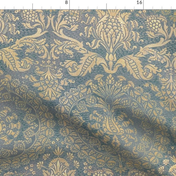 Gold Damask Fabric Etsy