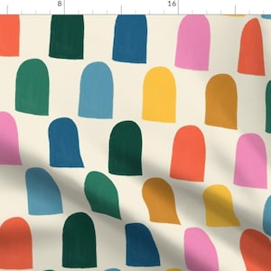Boho Blocks Fabric - Rustic Rainbow Arches by averly_designs - Rustic Rainbow Arches Cream Orange Blue Fabric by the Yard by Spoonflower