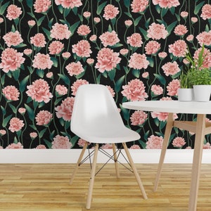 Blush Pink Peony Wallpaper Peonies Art Nouveau by Kociara - Etsy