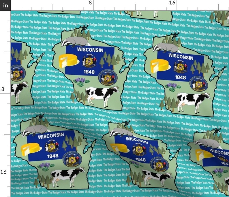 Wisconsin Fabric Wisconsin State Fabric by Dogdaze United Etsy