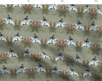 Equestrian Horse Jumping Fabric - Vanity Fair's Hunter Captain By Ragan - Equestrian Cotton Fabric By The Yard With Spoonflower