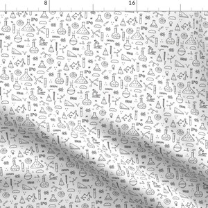 Ditsy Science Class Fabric - Cool Back To School Science Physics Math By Littlesmilemakers - Cotton Fabric by the Yard with Spoonflower