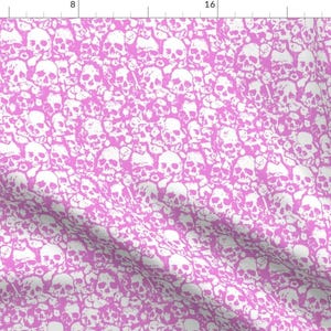 Pink Halloween Skulls Fabric - Skull Wall Pink. By Ben Goetting - Spooky Halloween Decor Cotton Fabric By The Yard With Spoonflower