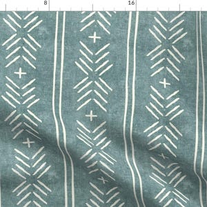 Mud Cloth Fabric - Mud Cloth Arrow Stripes - Dusty Blue - Mudcloth Tribal - Lad19 By Littlearrowdecor - Mud Cloth Fabric With Spoonflower