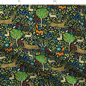 Woodland Fabric -Arazzomedievale By Gaiamarfurt- Woodland Animals Forest Nursery Decor Upholstery Cotton Fabric By The Yard With Spoonflower