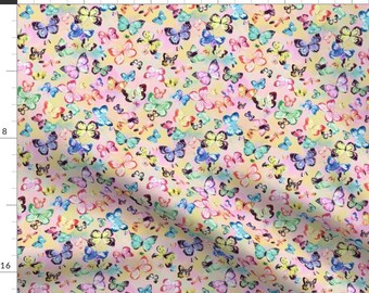 Bright Butterfly Fabric - Pastel Butterflies by ninola-design - Pastel Butterfly Small Scale Colorful Fabric by the Yard by Spoonflower