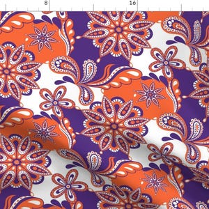 Tigers Fabric - Paisley Mandala By Rick Rack Scissors StudioSouth Carolina College Purple Orange -Cotton Fabric By The Yard With Spoonflower