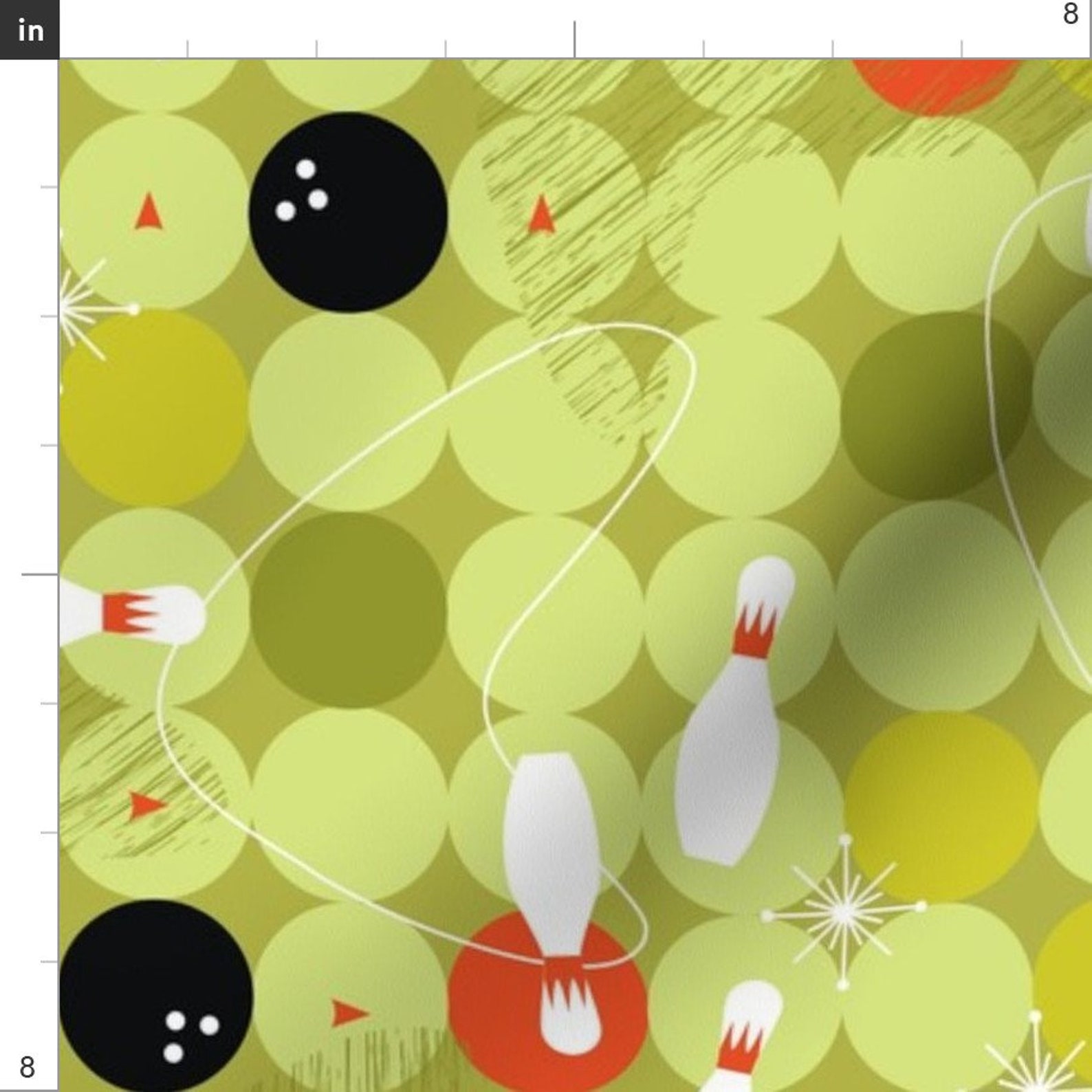 Bowling Fabric Bowlorama by Bowling Etsy