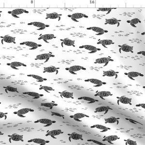 Black Turtle Fabric - Sea Turtle - Black And White By Andrea Lauren By Andrea Lauren - Turtle Cotton Fabric By The Yard With Spoonflower