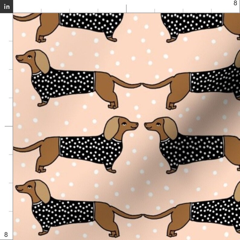 Dog Fabric Dachshund / Dog Pet Doxie Sausage Dog Blush Print Etsy