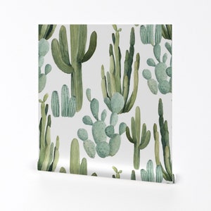 Watercolor Cactus Wallpaper - Desert Cactus By Bluebirdcoop - Cactus Custom Printed Removable Self Adhesive Wallpaper Roll by Spoonflower