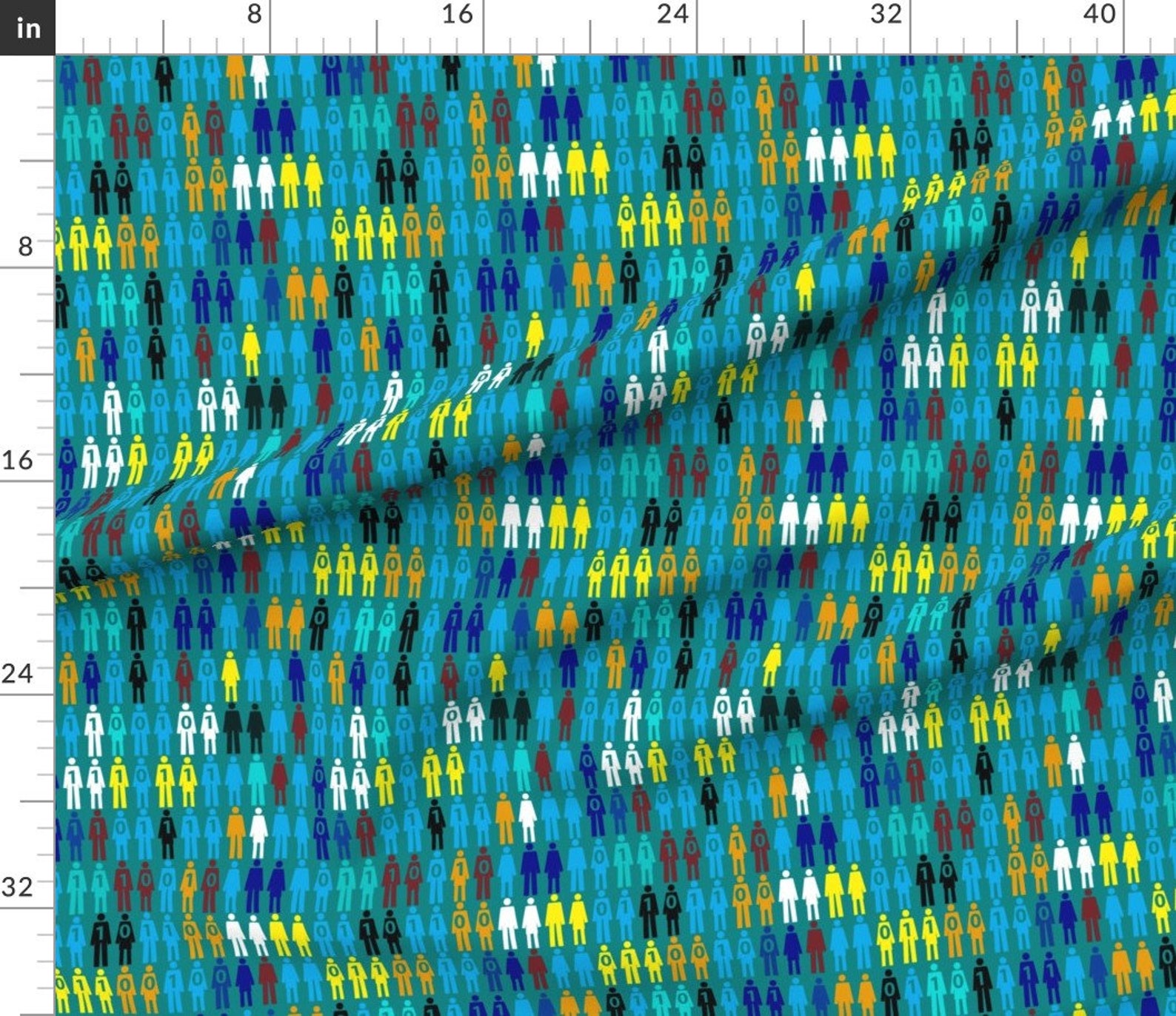 Binary Code Writing Human Fabric One World Tealback by Etsy