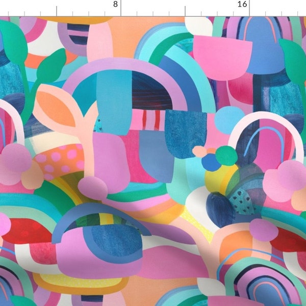 Abstract Art Fabric - Sing A Rainbow  by elephantandrose - Colorful Fun Creative Cheerful Abstract Bright  Fabric by the Yard by Spoonflower