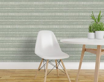 Selbstklebende Tapete „Desert Sage“ – Modernes abstraktes Landhaus-Streifenmuster – Abnehmbare Wanddekoration – Dash Up von scarlet_soleil