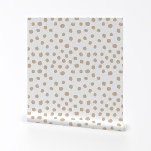 Dots Wallpaper - Dots Painted Dots Frosted Almond By Charlottewinter - Custom Printed Removable Self Adhesive Wallpaper Roll by Spoonflower