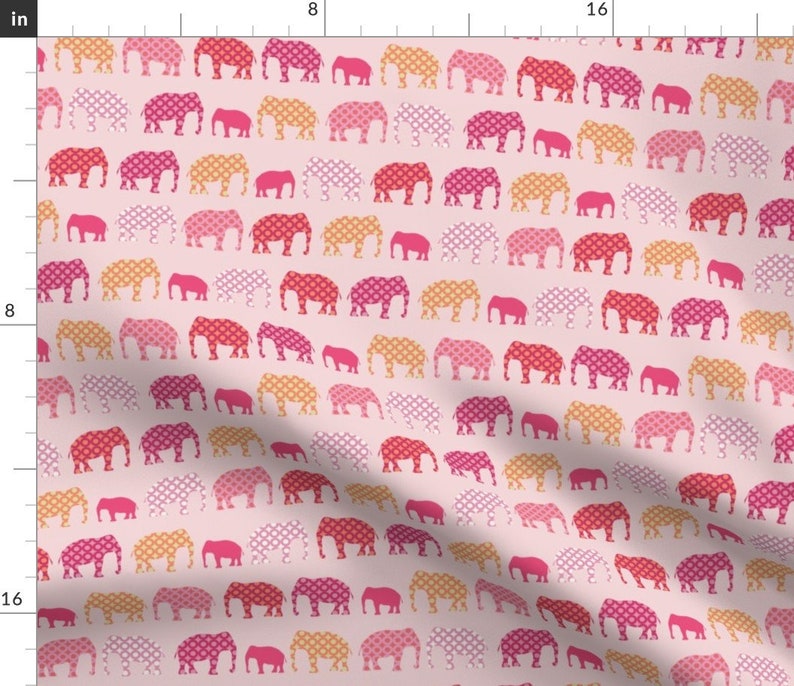 Polka Dot Elephants on Pink Fabric Urban Circus Elephants Etsy