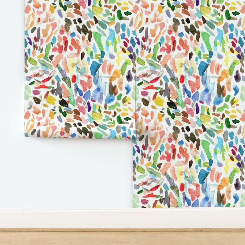 Watercolor Stokes Wallpaper - Test Strokes Large By Elizabeth Baddeley- Custom Printed Removable Self Adhesive Wallpaper Roll by Spoonflower image 4