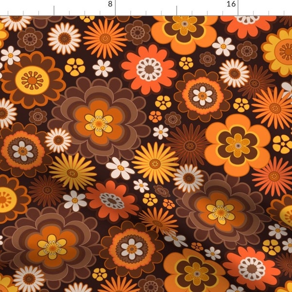 1970s Hippie Fabric - Retro 70s Floral by priraj_designs - Groovy Daisies Flower Power Boho Fabric by the Yard by Spoonflower