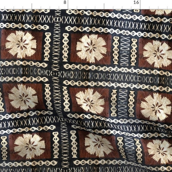 Tapa Fabric - Fijian Tapa Cloth 7 by hypersphere - Cloth Fijian  Fabric by the Yard by Spoonflower