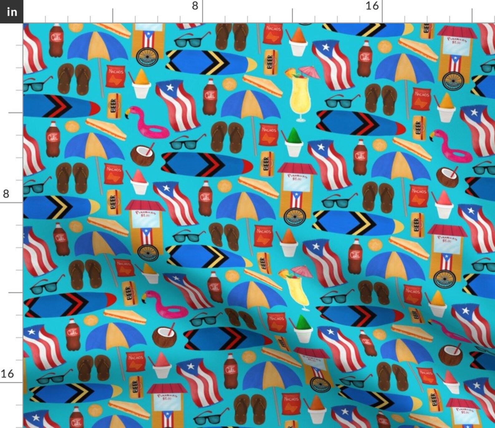 Puerto Rico Blue Beaches Fabric Vamos Pa La Playa by Etsy