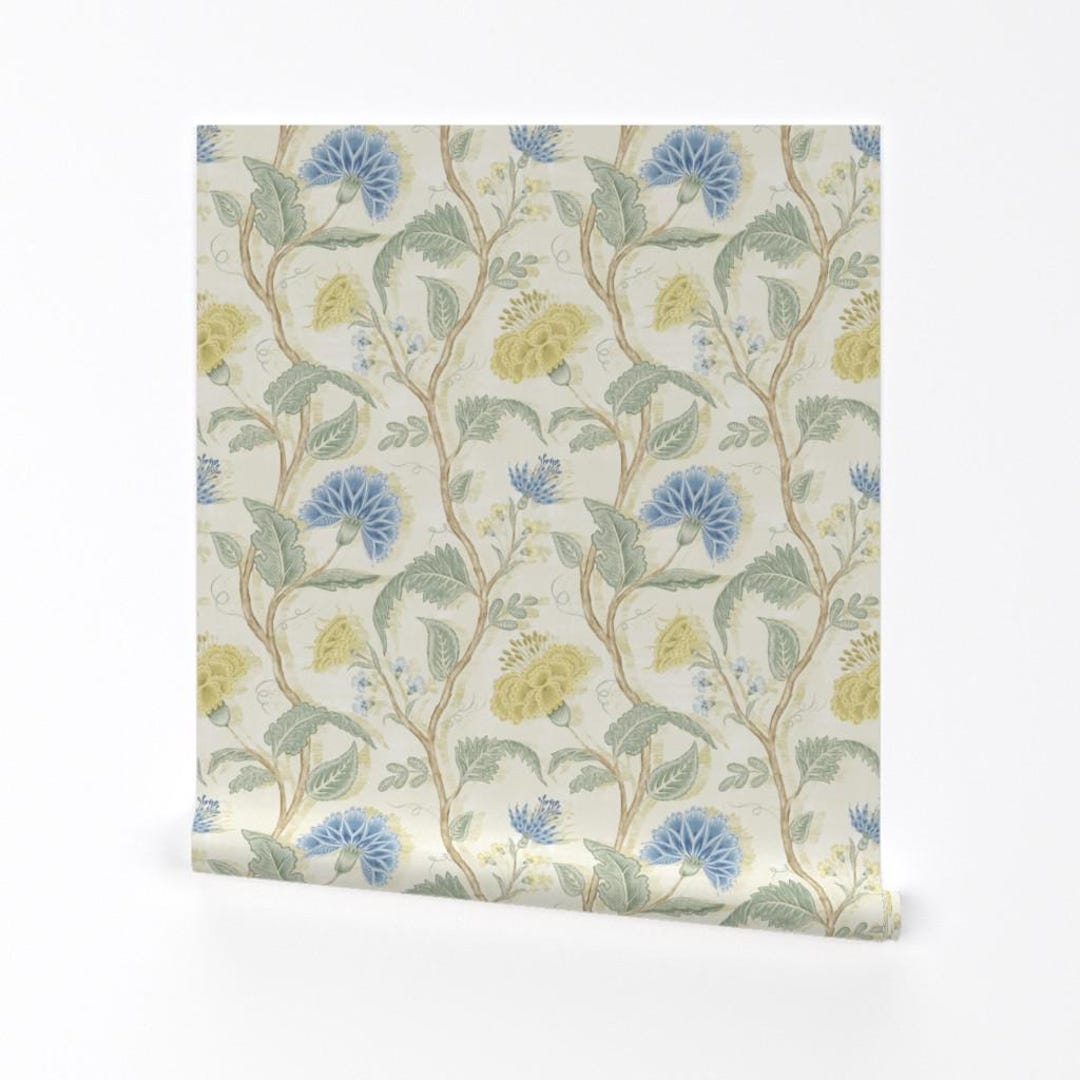 Pastel Chintz Removable Peel and Stick Wallpaper - Climbing Vine Blue ...