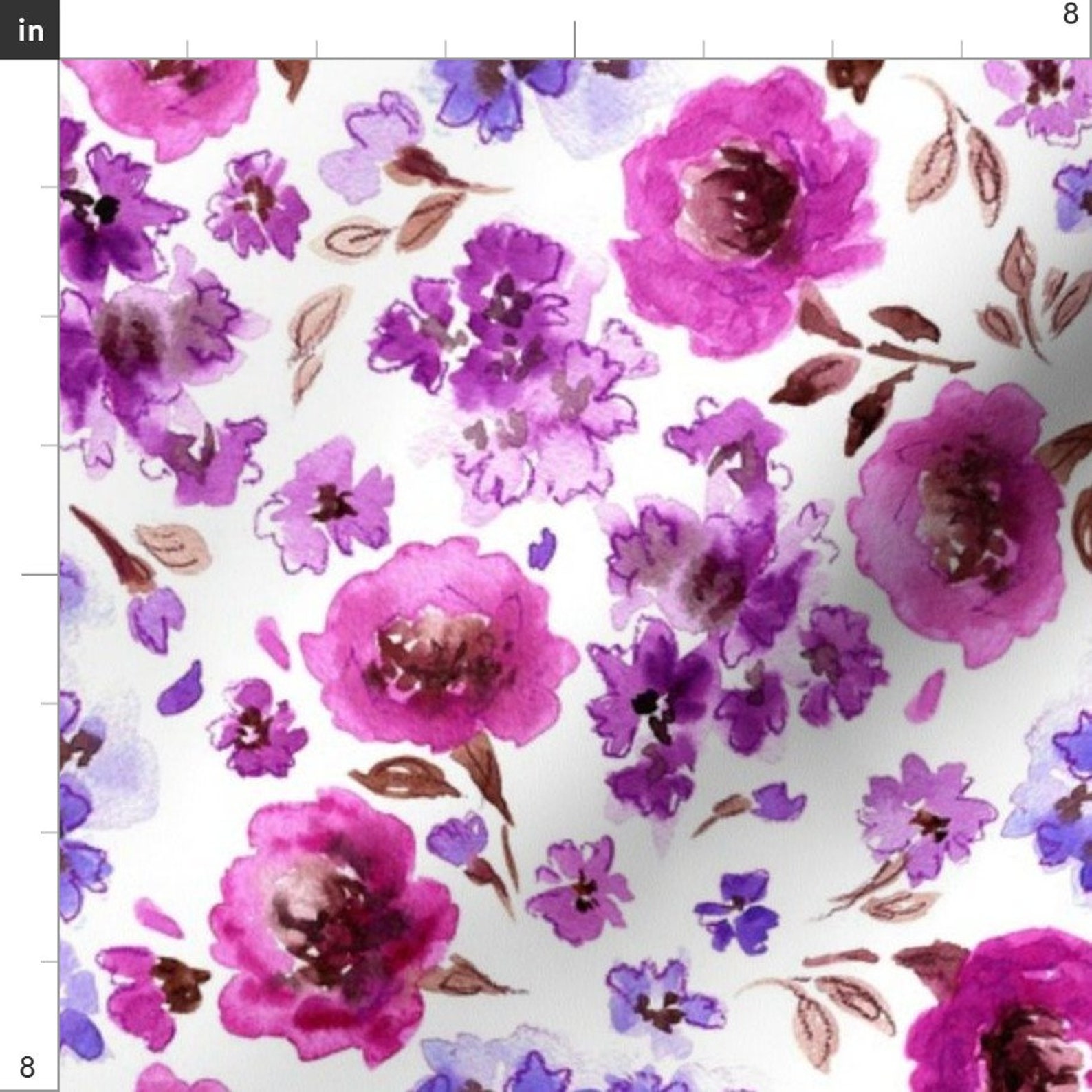 Purple and Pink Flowers Fabric Modern Lavender Magenta | Etsy