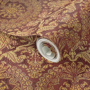Damask Wallpaper - Catherine Of Aragon By Peacoquettedesigns - Damask Custom Printed Removable Self Adhesive Wallpaper Roll by Spoonflower image 3