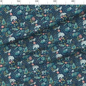 Endangered Species Fabric - Endangered Species Tropical Leaves Animals By Kostolom3000 - Folk Art Cotton Fabric By The Yard With Spoonflower image 2