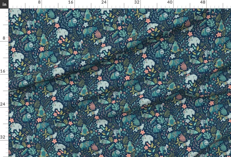 Endangered Species Fabric - Endangered Species Tropical Leaves Animals By Kostolom3000 - Folk Art Cotton Fabric By The Yard With Spoonflower image 2