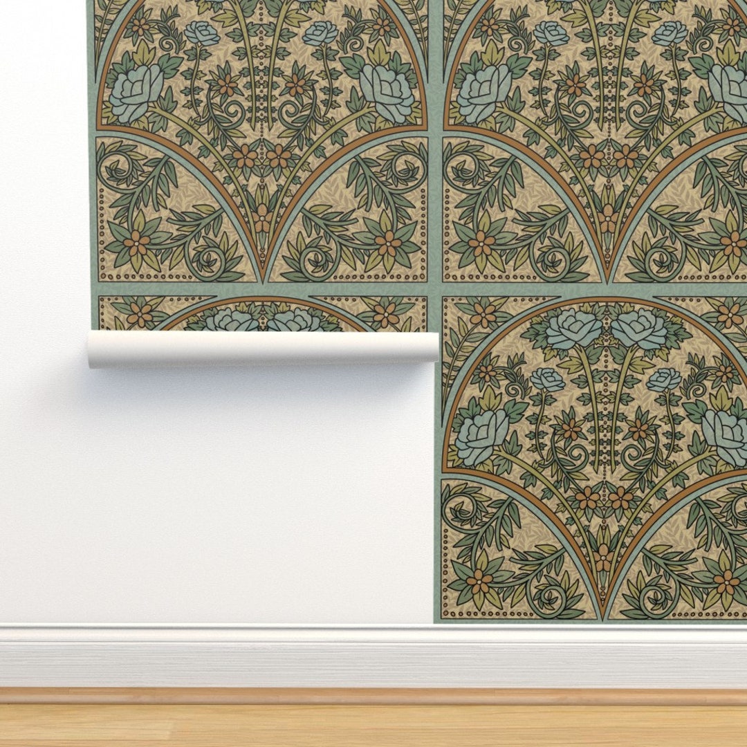 Nouveaudc Wallpaper Art Nouveau Blue by Heidi Ann Studios - Etsy Australia