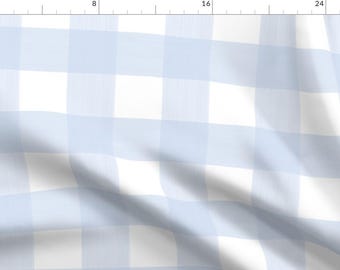 Baby Blue Check Fabric -  Buffalo Plaid Soft Blue by danika_herrick - Gingham Light Blue Check Pastel Blue Fabric by the Yard by Spoonflower