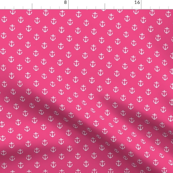 Anchor Fabric - Hot Pink Anchors By Sweetzoeshop - Small Anchors Refuse To Sink Sea Fashion Cotton Fabric By The Yard With Spoonflower