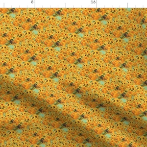 Sunflowers Fabric - Van Gogh&#39;S Sunflowers On Pistachio Green By Bohobear - Sunflowers Art Decor Cotton Fabric By The Yard With Spoonflower